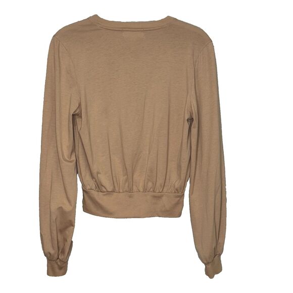 Nation Los Angeles Top Womens Small Tan Button Front Cardigan Pima Cotton - Picture 6 of 9